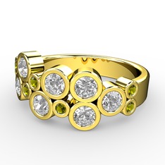 Karma Yüzük - Swarovski ve peridot 18 ayar altın yüzük #15ggpgn