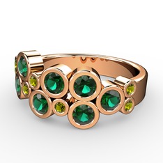 Karma Yüzük - Yeşil kuvars ve peridot 925 ayar rose altın kaplama gümüş yüzük #16qfiko