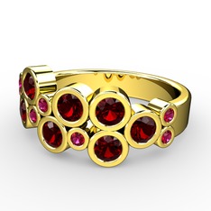 Karma Yüzük - Garnet ve rodolit garnet 14 ayar altın yüzük #176zooa