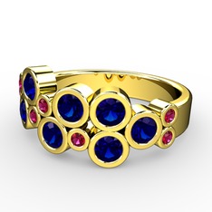Lab safir ve rodolit garnet 14 ayar altın yüzük