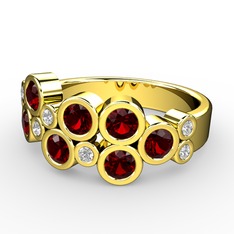 Karma Yüzük - Garnet ve swarovski 925 ayar altın kaplama gümüş yüzük #1a1m6u9