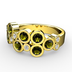 Karma Yüzük - Peridot ve swarovski 925 ayar altın kaplama gümüş yüzük #1bb71m6