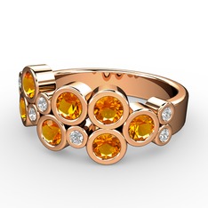 Karma Yüzük - Sitrin ve swarovski 14 ayar rose altın yüzük #1bl69rc