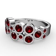 Garnet 8 ayar beyaz altın yüzük