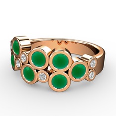 Karma Yüzük - Kök zümrüt ve swarovski 925 ayar rose altın kaplama gümüş yüzük #1exhlwc