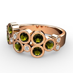 Peridot ve swarovski 8 ayar rose altın yüzük