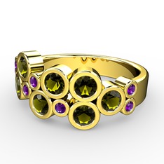 Karma Yüzük - Peridot ve ametist 8 ayar altın yüzük #1hcgzn8