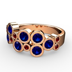 Karma Yüzük - Lab safir ve garnet 8 ayar rose altın yüzük #1hdguh6