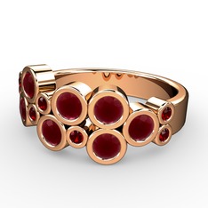 Kök yakut ve garnet 8 ayar rose altın yüzük
