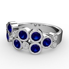 Karma Yüzük - Lab safir ve swarovski 8 ayar beyaz altın yüzük #1iq2d9w