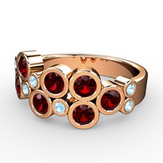 Karma Yüzük - Garnet ve akuamarin 14 ayar rose altın yüzük #1ix45s5