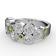 Swarovski ve peridot 18 ayar beyaz altın yüzük