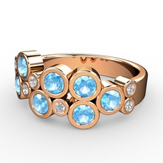 Karma Yüzük - Akuamarin ve swarovski 14 ayar rose altın yüzük #1jtn26p