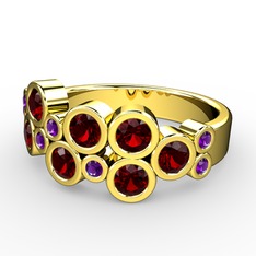 Karma Yüzük - Garnet ve ametist 8 ayar altın yüzük #1lhmu9n