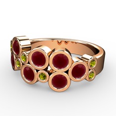 Karma Yüzük - Kök yakut ve peridot 18 ayar rose altın yüzük #1mbgfu7