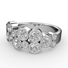 Swarovski ve beyaz zirkon 14 ayar beyaz altın yüzük