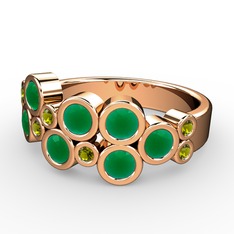 Karma Yüzük - Kök zümrüt ve peridot 18 ayar rose altın yüzük #1mpod9u