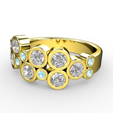 Karma Yüzük - Swarovski ve akuamarin 18 ayar altın yüzük #1mwvfll