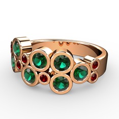 Karma Yüzük - Yeşil kuvars ve garnet 14 ayar rose altın yüzük #1pqi0h5