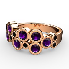 Karma Yüzük - Ametist ve siyah zirkon 8 ayar rose altın yüzük #1qbqyyv