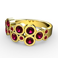 Karma Yüzük - Rodolit garnet ve kök yakut 925 ayar altın kaplama gümüş yüzük #1qe6apo