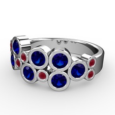 Lab safir ve kök yakut 8 ayar beyaz altın yüzük