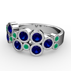 Karma Yüzük - Lab safir ve kök zümrüt 14 ayar beyaz altın yüzük #1rr86w6