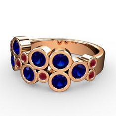 Karma Yüzük - Lab safir ve kök yakut 14 ayar rose altın yüzük #1si3jep