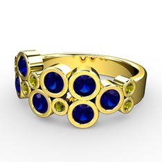 Karma Yüzük - Lab safir ve peridot 925 ayar altın kaplama gümüş yüzük #1txwxph