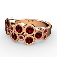 Karma Yüzük - Garnet ve kök yakut 14 ayar rose altın yüzük #1uccp60