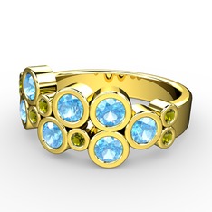 Karma Yüzük - Akuamarin ve peridot 18 ayar altın yüzük #1uvwhpm