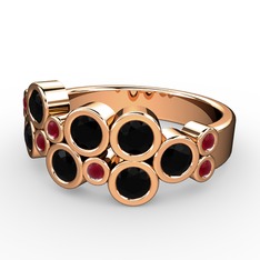 Karma Yüzük - Siyah zirkon ve kök yakut 8 ayar rose altın yüzük #1vg96uk