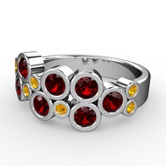 Karma Yüzük - Garnet ve sitrin 925 ayar gümüş yüzük #1wt7ogq