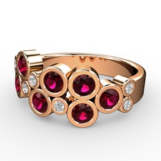 Karma Yüzük - Rodolit garnet ve swarovski 18 ayar rose altın yüzük #1x0ykr6