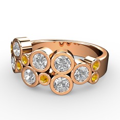Swarovski ve sitrin 8 ayar rose altın yüzük
