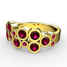 Karma Yüzük - Rodolit garnet 14 ayar altın yüzük #1xhrell