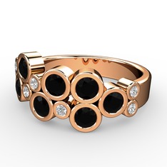 Karma Yüzük - Siyah zirkon ve swarovski 18 ayar rose altın yüzük #1xtxbxk