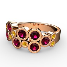 Karma Yüzük - Rodolit garnet ve sitrin 8 ayar rose altın yüzük #1ylnl2d
