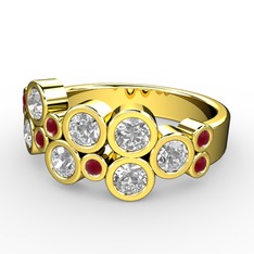 Karma Yüzük - Swarovski ve kök yakut 18 ayar altın yüzük #1ynmcus