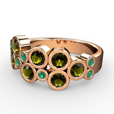 Karma Yüzük - Peridot ve yeşil kuvars 18 ayar rose altın yüzük #35nsiw