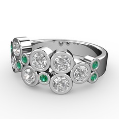 Swarovski ve yeşil kuvars 18 ayar beyaz altın yüzük