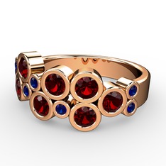 Karma Yüzük - Garnet ve lab safir 925 ayar rose altın kaplama gümüş yüzük #7vlzpu
