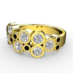 Swarovski ve siyah zirkon 14 ayar altın yüzük