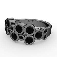 Karma Yüzük - Siyah zirkon 925 ayar siyah rodyum kaplama gümüş yüzük #8mt0dj