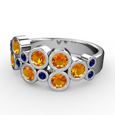 Karma Yüzük - Sitrin ve lab safir 18 ayar beyaz altın yüzük #8x00gp