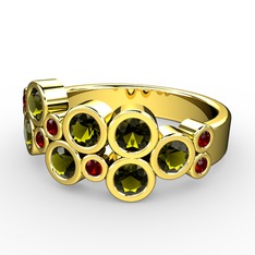Peridot ve garnet 8 ayar altın yüzük