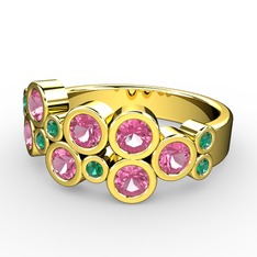 Karma Yüzük - Pembe kuvars ve yeşil kuvars 18 ayar altın yüzük #avi1ya