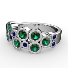 Karma Yüzük - Yeşil kuvars ve lab safir 18 ayar beyaz altın yüzük #aw3cj4