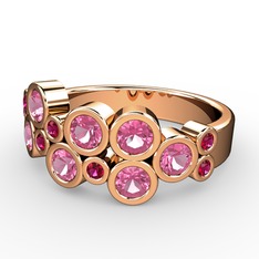 Pembe kuvars ve rodolit garnet 18 ayar rose altın yüzük