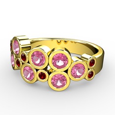 Pembe kuvars ve garnet 8 ayar altın yüzük